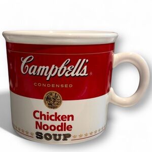 Campbell’s Soup Mug Vintage 1996 Teleflora Chicken Noodle Red White 15oz Ceramic